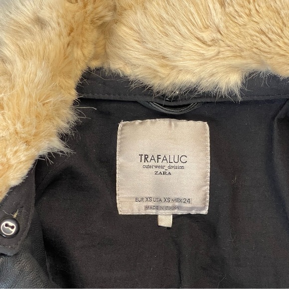 Zara Faux Leather Jacket with Fur Collar - Picture 6 of 7